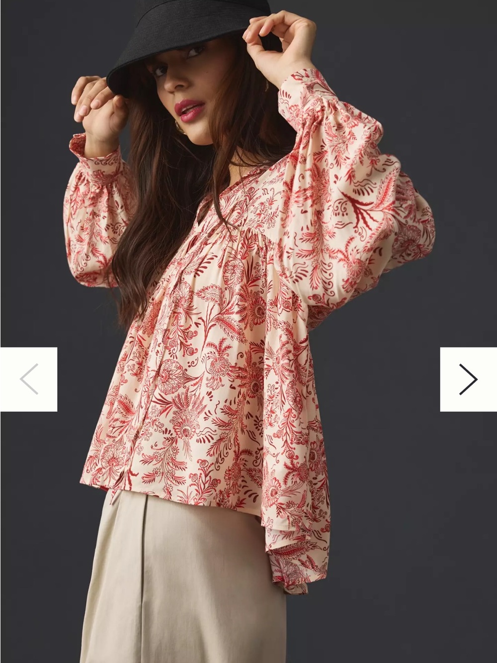 By Anthropologie Tie-Front Peasant Blouse Size Small - Picture 3 of 8